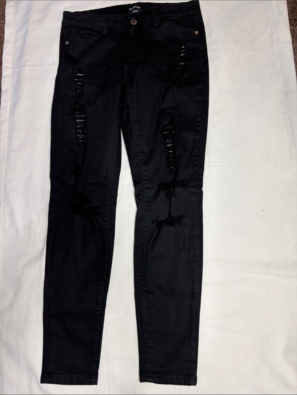 bebe Black distressed Skinny Jeans